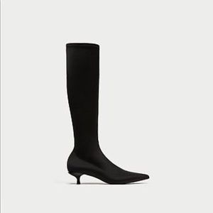 ZARA Tall Black Stretch Boots. Brand New.
